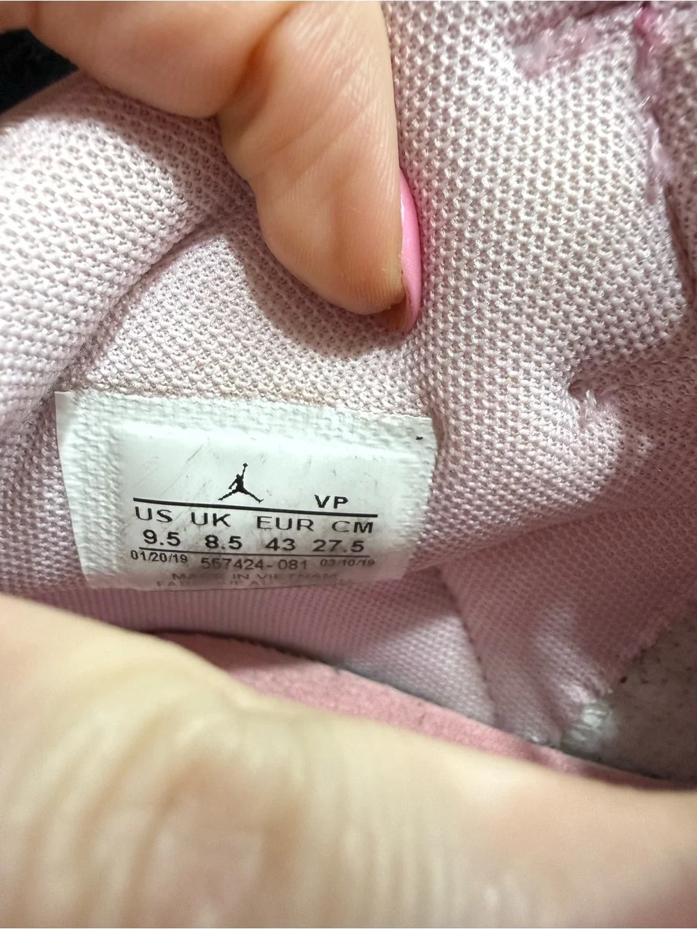 Jordan Women's Mid-Top Sneakers in Light Pink and White-9.5 women's
